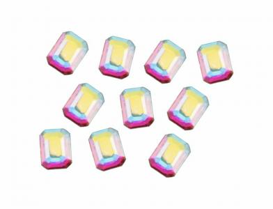 Стразы крупные прямоугольные голография 6*7 (10шт)