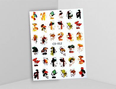 CD12 3D Наклейка для дизайна листья
