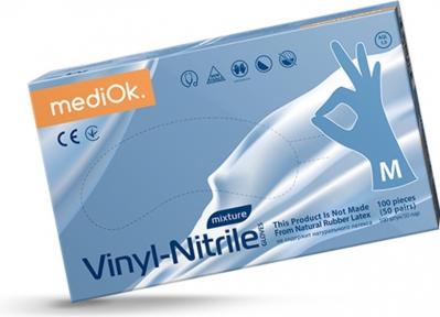 Перчатки Vinil-Nitrile mediOk голубые M (100шт) Китай