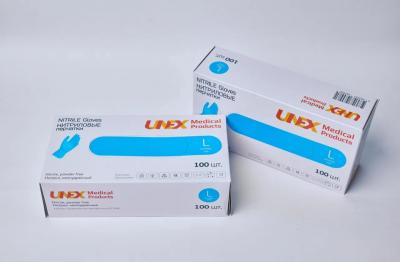 Перчатки нитриловые UNIX голубые L (100шт) Китай