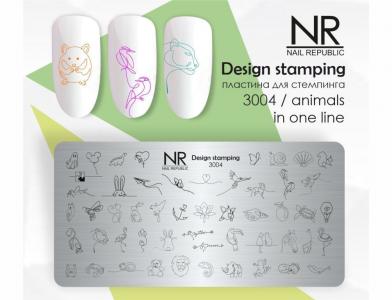 3004 Пластина для стемпинга NR Animals in one line